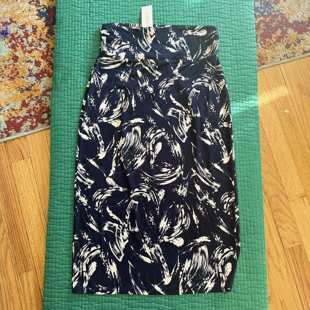 NEW NWT GILLI Navy Blue White A Line Skirt Medium Casual Career Ocean Coastal